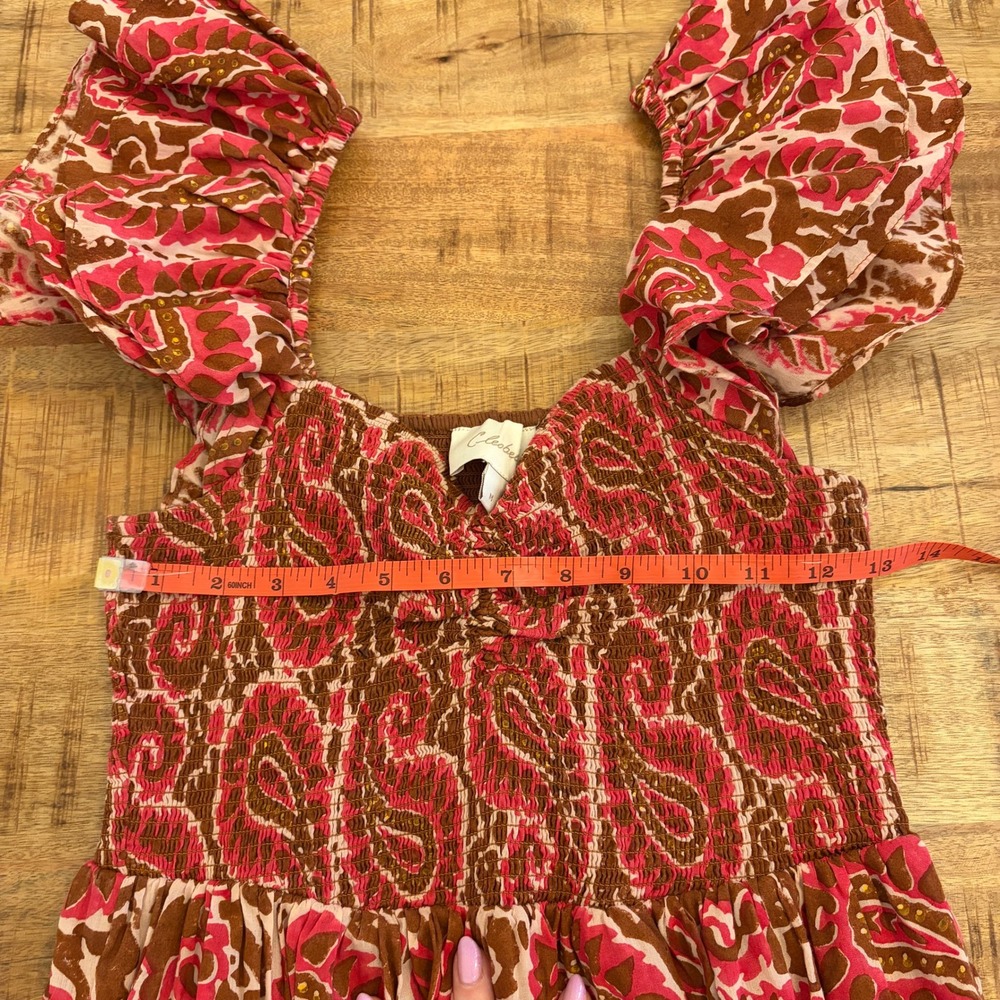 Cleobella Zahara Ankle Dress M Maxi Organic Cotton Paisley Resort Boho Vacation - Picture 11 of 12